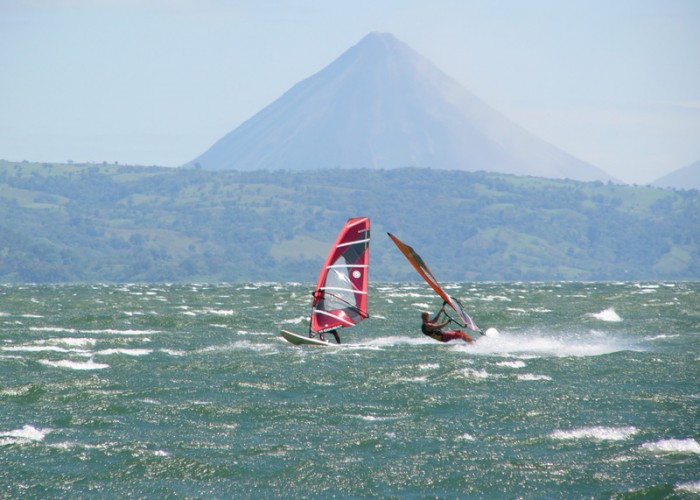 Wind and Kite Surfing near Arenal Volcano Costa Rica